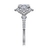 Veronique - Unique 14K White Gold Vintage Inspired Princess Halo Diamond Engagement Ring - 0.4 ct