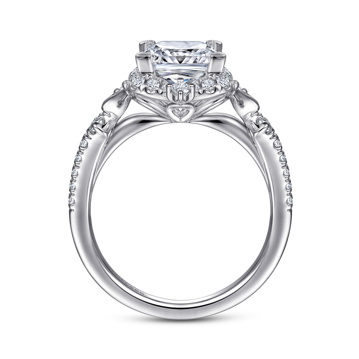 Veronique - Unique 14K White Gold Vintage Inspired Princess Halo Diamond Engagement Ring - 0.37 ct - Shot 2