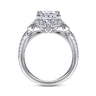 Veronique - Unique 14K White Gold Vintage Inspired Princess Halo Diamond Engagement Ring - 0.37 ct