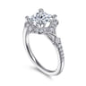 Veronique - Unique 14K White Gold Vintage Inspired Princess Halo Diamond Engagement Ring - 0.37 ct
