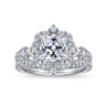 Veronique - Unique 14K White Gold Vintage Inspired Princess Halo Diamond Engagement Ring - 0.37 ct
