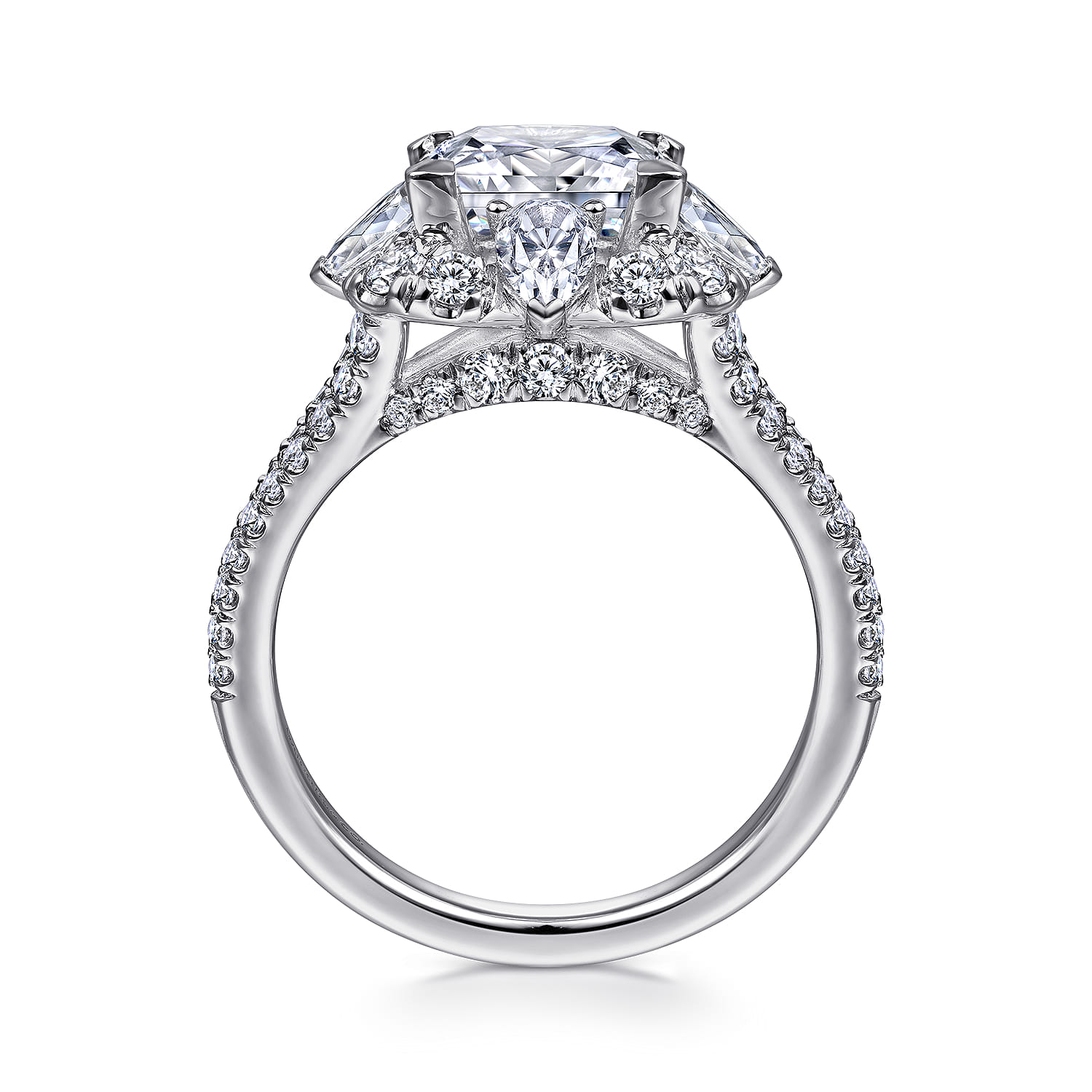 Aphrodite - 14K White Gold Fancy Halo Princess Cut Diamond Engagement Ring - 1.25 ct - Shot 2
