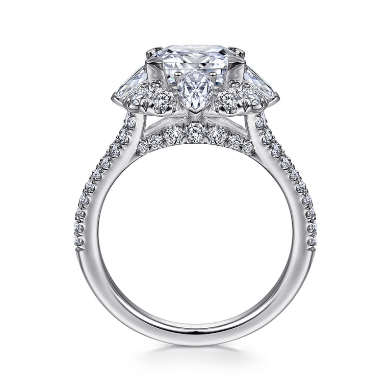Aphrodite - 14K White Gold Fancy Halo Princess Cut Diamond Engagement Ring - 1.25 ct - Shot 2
