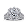 Aphrodite - 14K White Gold Fancy Halo Princess Cut Diamond Engagement Ring - 1.25 ct
