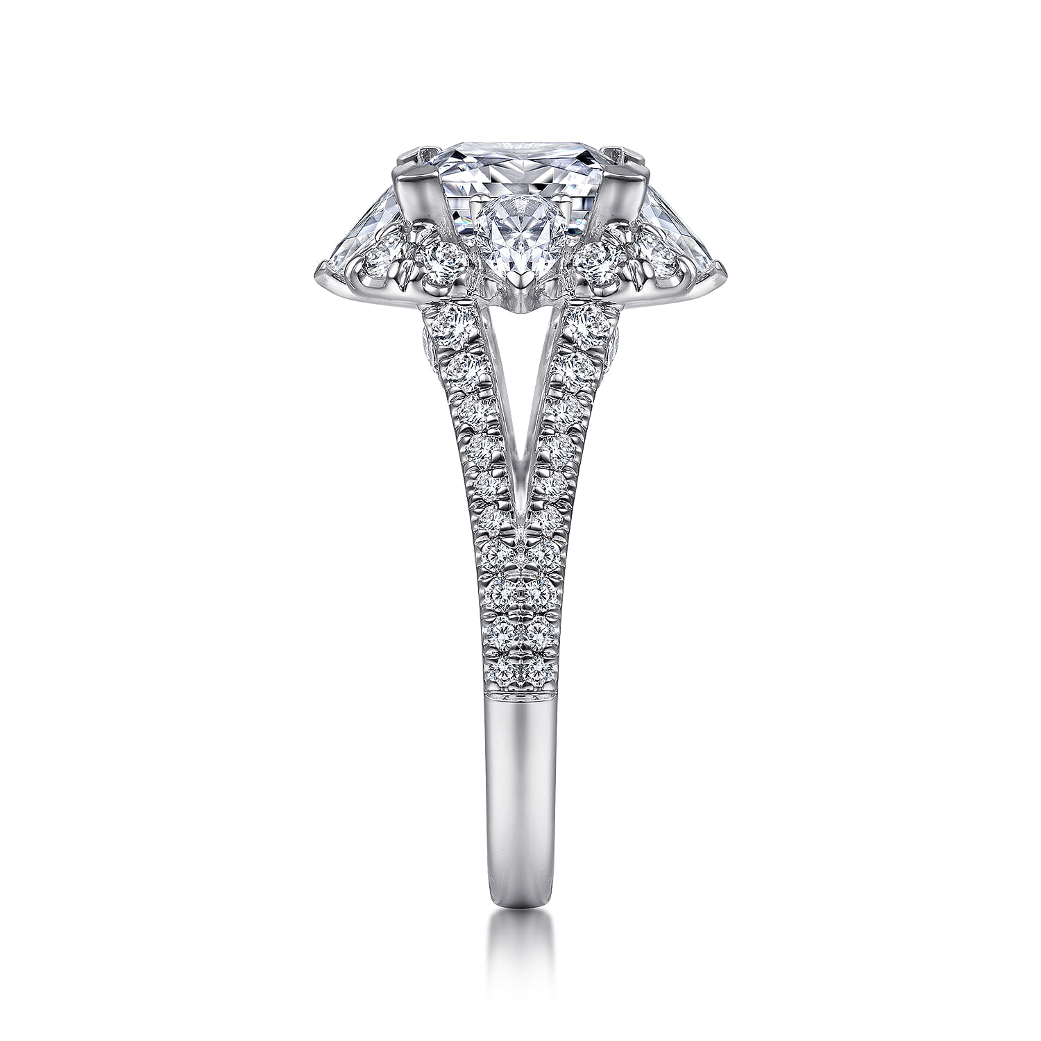 Aphrodite - 14K White Gold Fancy Halo Princess Cut Diamond Engagement Ring - 1.25 ct - Shot 5