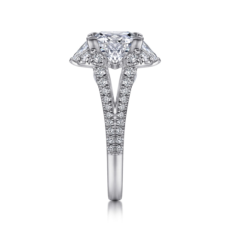 Aphrodite - 14K White Gold Fancy Halo Princess Cut Diamond Engagement Ring - 1.25 ct - Shot 5