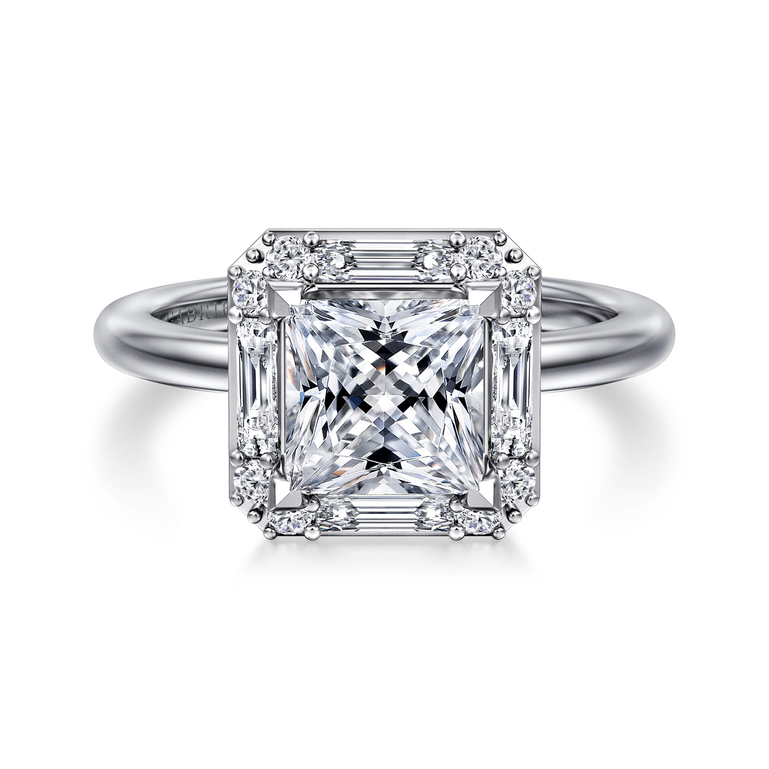 Cammie - 14K White Gold Princess Halo Diamond Engagement Ring - 0.4 ct - Shot 1
