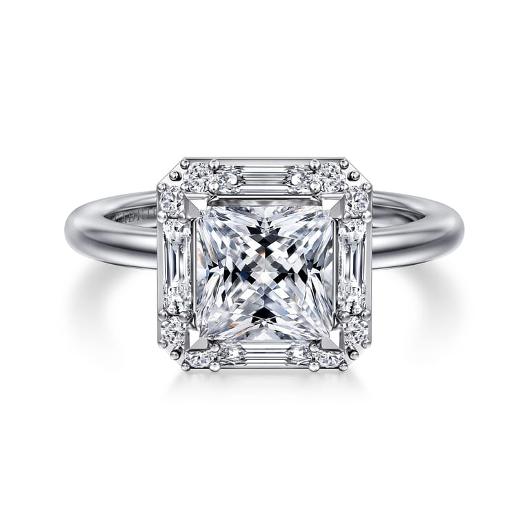 Cammie - 14K White Gold Princess Halo Diamond Engagement Ring - 0.4 ct - Shot 1