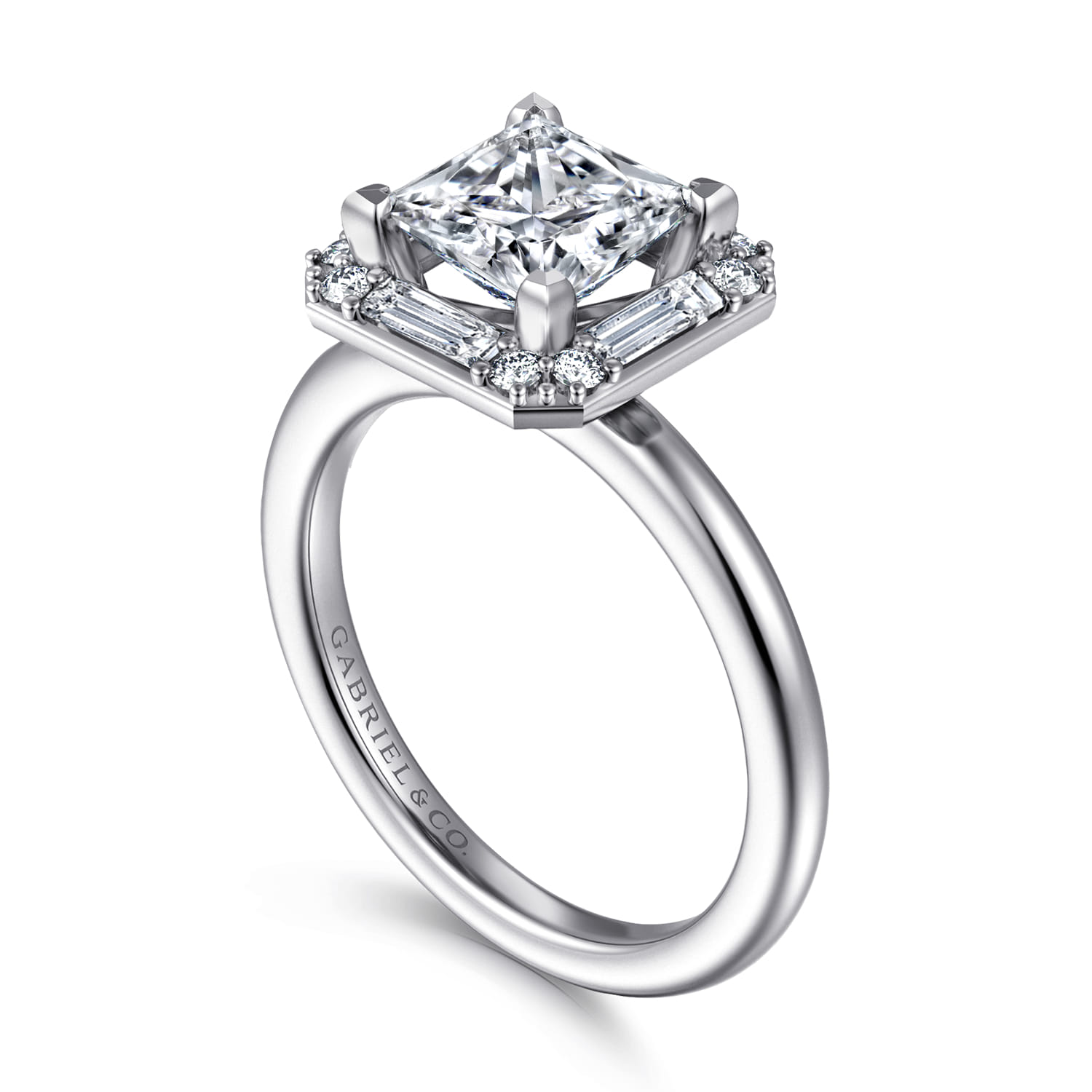 Cammie - 14K White Gold Princess Halo Diamond Engagement Ring - 0.4 ct - Shot 3
