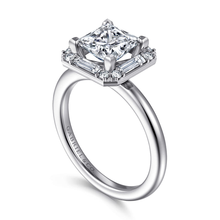 Cammie - 14K White Gold Princess Halo Diamond Engagement Ring - 0.4 ct - Shot 3