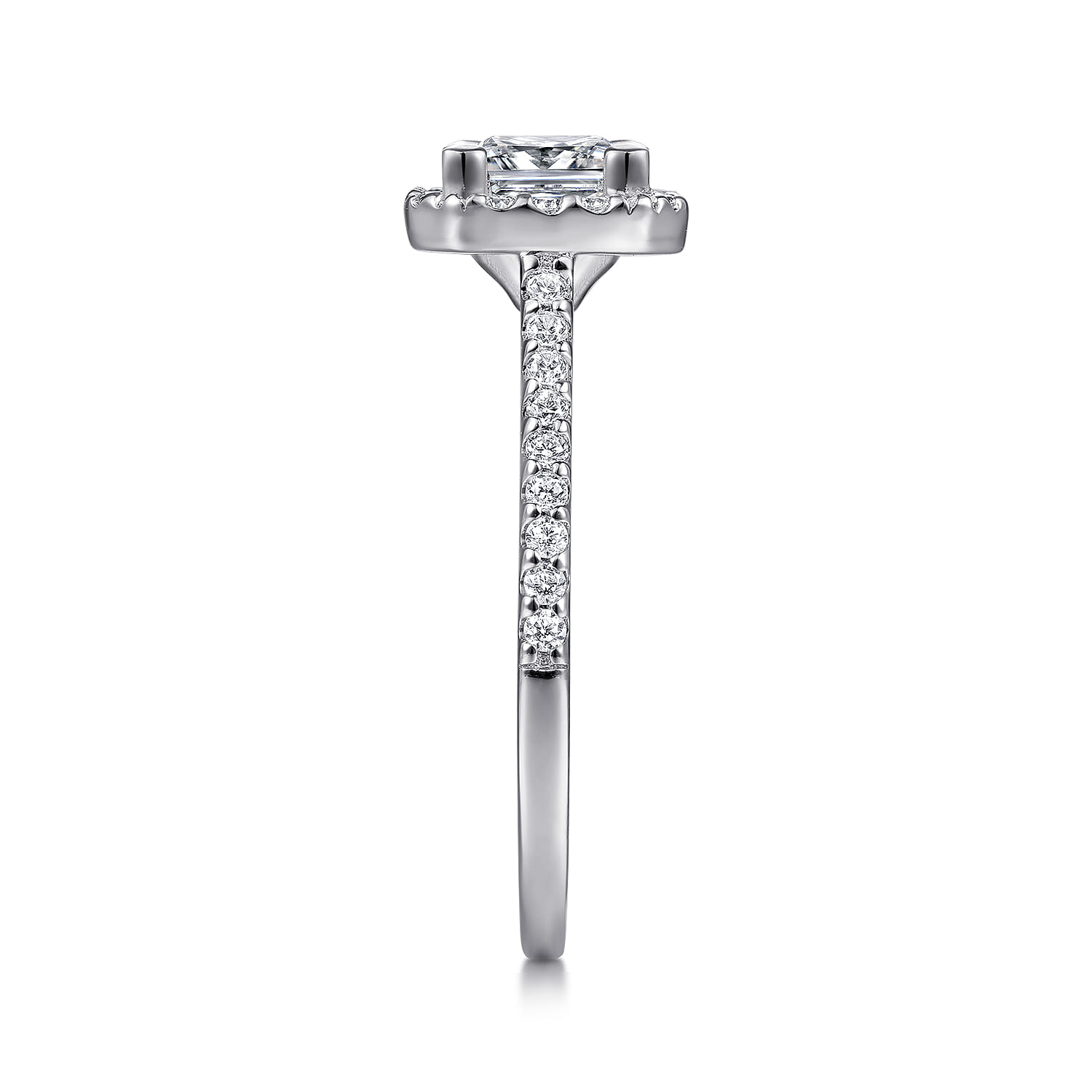 Carly - 14K White Gold Princess Halo Diamond Engagement Ring - 0.28 ct - Shot 5