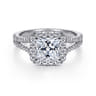 Savannah - 14K White Gold Princess Halo Diamond Engagement Ring - 0.54 ct