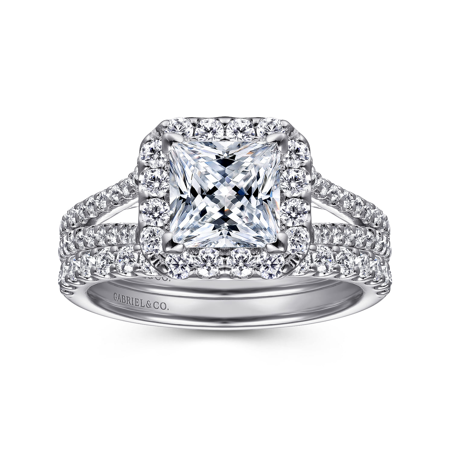 Savannah - 14K White Gold Princess Halo Diamond Engagement Ring - 0.54 ct - Shot 4