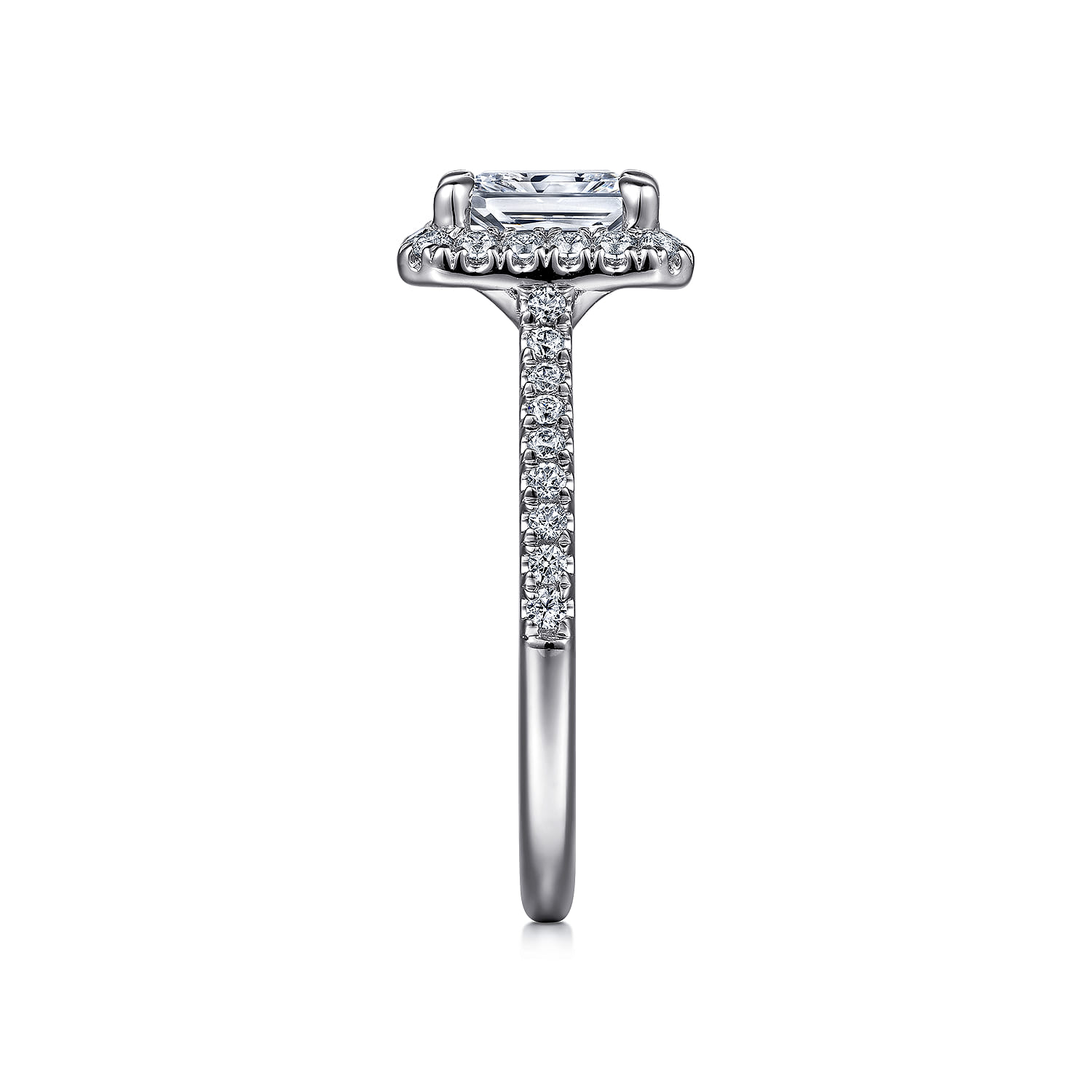 Idina - 14K White Gold Halo Rectangular Radiant Cut Diamond Engagement Ring - 0.34 ct - Shot 5