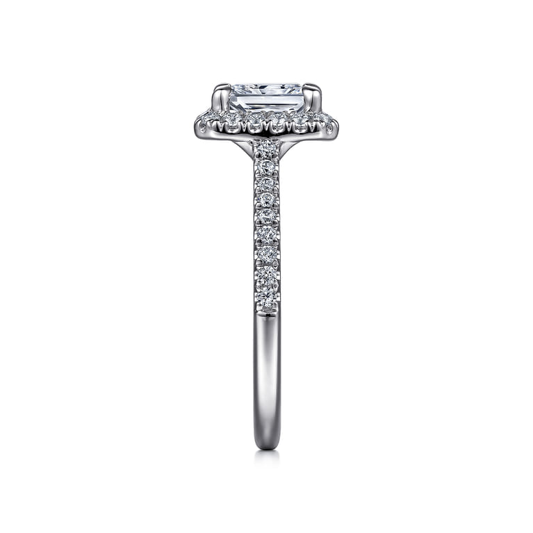Idina - 14K White Gold Halo Rectangular Radiant Cut Diamond Engagement Ring - 0.34 ct - Shot 5