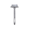 Idina - 14K White Gold Halo Rectangular Radiant Cut Diamond Engagement Ring - 0.34 ct