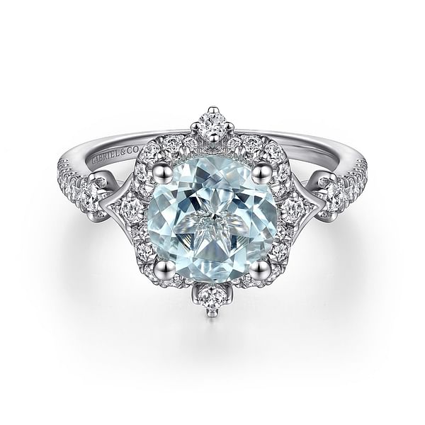 14k White Gold Aquamarine and Diamond Ring 14k White Gold Aquamarine and Diamond Ring