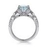 Emersyn - Vintage Inspired 14K White Gold Aquamarine and Diamond Halo Engagement Ring - 0.38 ct