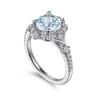 Emersyn - Vintage Inspired 14K White Gold Aquamarine and Diamond Halo Engagement Ring - 0.38 ct