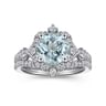 Emersyn - Vintage Inspired 14K White Gold Aquamarine and Diamond Halo Engagement Ring - 0.38 ct