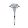Emersyn - Vintage Inspired 14K White Gold Aquamarine and Diamond Halo Engagement Ring - 0.38 ct
