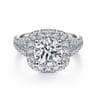 James - 14K White Gold Cushion Halo Round Diamond Engagement Ring - 0.97 ct