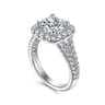 James - 14K White Gold Cushion Halo Round Diamond Engagement Ring - 0.97 ct
