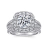 James - 14K White Gold Cushion Halo Round Diamond Engagement Ring - 0.97 ct