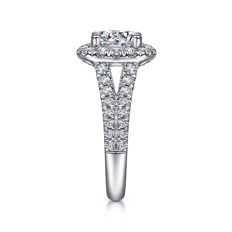 James - 14K White Gold Cushion Halo Round Diamond Engagement Ring - 0.97 ct - Shot 5