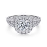James - 14K White Gold Cushion Halo Round Diamond Engagement Ring - 0.78 ct