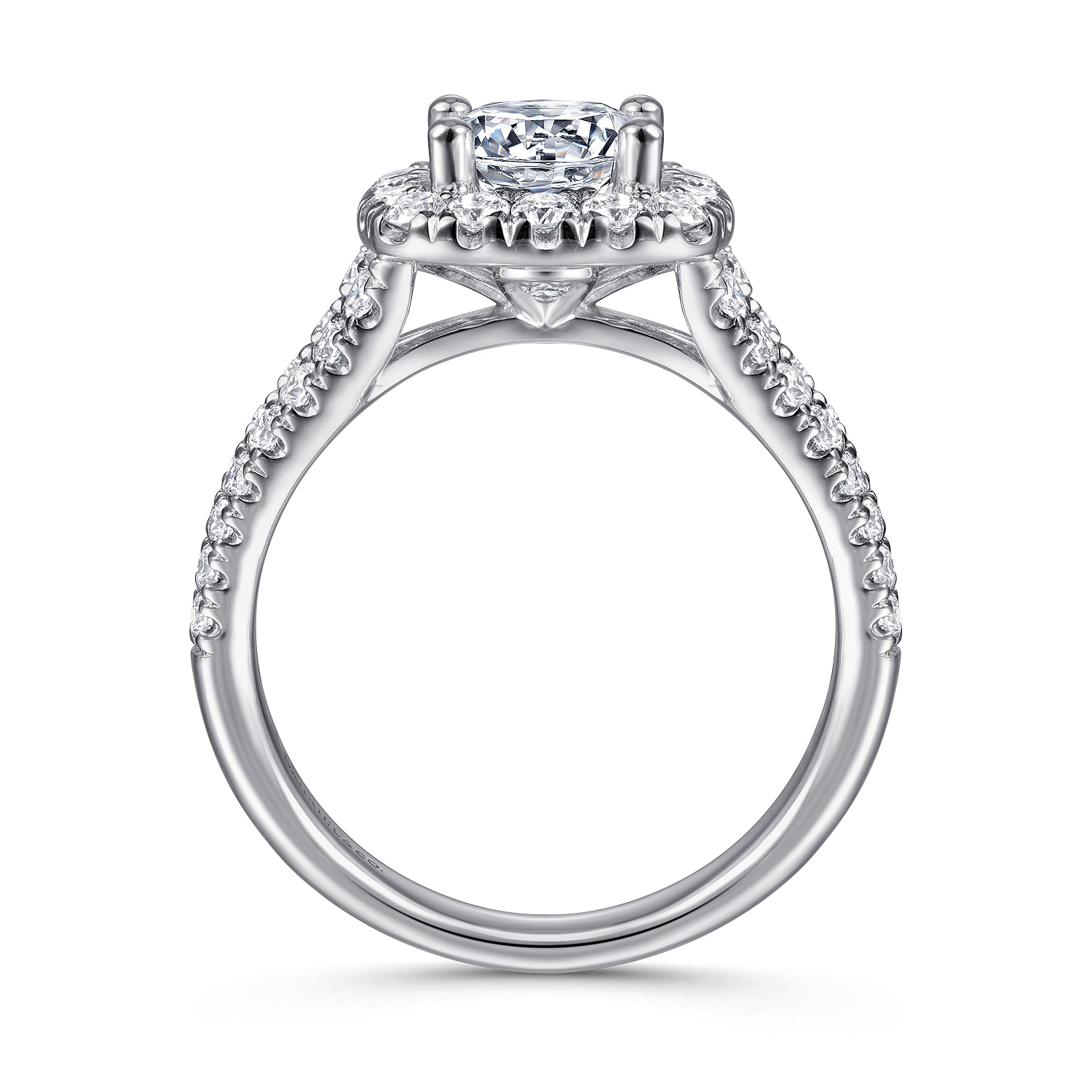 James - 14K White Gold Cushion Halo Round Diamond Engagement Ring - 0.78 ct - Shot 2