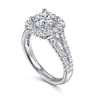James - 14K White Gold Cushion Halo Round Diamond Engagement Ring - 0.78 ct