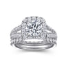 James - 14K White Gold Cushion Halo Round Diamond Engagement Ring - 0.78 ct