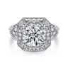 Vintage Inspired 14K White Gold Round Halo Diamond Engagement Ring - 0.25 ct