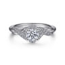 Shae - Vintage Inspired 14K White Gold Round Halo Diamond Engagement Ring - 0.12 ct