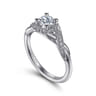 Shae - Vintage Inspired 14K White Gold Round Halo Diamond Engagement Ring - 0.12 ct
