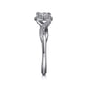 Shae - Vintage Inspired 14K White Gold Round Halo Diamond Engagement Ring - 0.12 ct