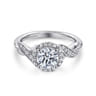 Shae - Vintage Inspired 14K White Gold Round Halo Diamond Engagement Ring - 0.17 ct