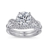 Shae - Vintage Inspired 14K White Gold Round Halo Diamond Engagement Ring - 0.17 ct