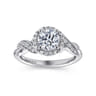 Shae - Vintage Inspired 14K White Gold Round Halo Diamond Engagement Ring - 0.17 ct