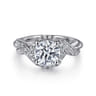 Shae - Vintage Inspired 14K White Gold Round Halo Diamond Engagement Ring - 0.21 ct