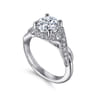 Shae - Vintage Inspired 14K White Gold Round Halo Diamond Engagement Ring - 0.21 ct