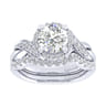 Shae - Vintage Inspired 14K White Gold Round Halo Diamond Engagement Ring - 0.21 ct