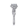 Shae - Vintage Inspired 14K White Gold Round Halo Diamond Engagement Ring - 0.21 ct