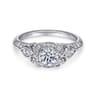 Abel - Unique 14K White Gold Vintage Inspired Diamond Halo Engagement Ring - 0.3 ct