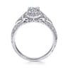 Abel - Unique 14K White Gold Vintage Inspired Diamond Halo Engagement Ring - 0.3 ct
