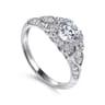 Abel - Unique 14K White Gold Vintage Inspired Diamond Halo Engagement Ring - 0.3 ct