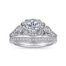 Abel - Unique 14K White Gold Vintage Inspired Diamond Halo Engagement Ring - 0.3 ct