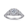 Abel - Unique 14K White Gold Vintage Inspired Diamond Halo Engagement Ring - 0.3 ct