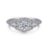Abel - Unique 14K White Gold Vintage Inspired Diamond Halo Engagement Ring - 0.3 ct